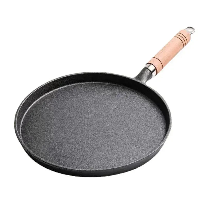 Essentials House 26cm Cast Iron Frying Pan Uncoated Non-stick Egg Pancake Pan Crepe Maker Steak Frying Pot Gas Induction