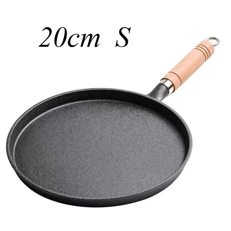 Essentials House 20cm 26cm Cast Iron Frying Pan Uncoated Non-stick Egg Pancake Pan Crepe Maker Steak Frying Pot Gas Induction