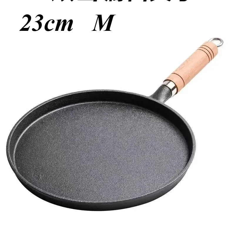 Essentials House 23cm 26cm Cast Iron Frying Pan Uncoated Non-stick Egg Pancake Pan Crepe Maker Steak Frying Pot Gas Induction