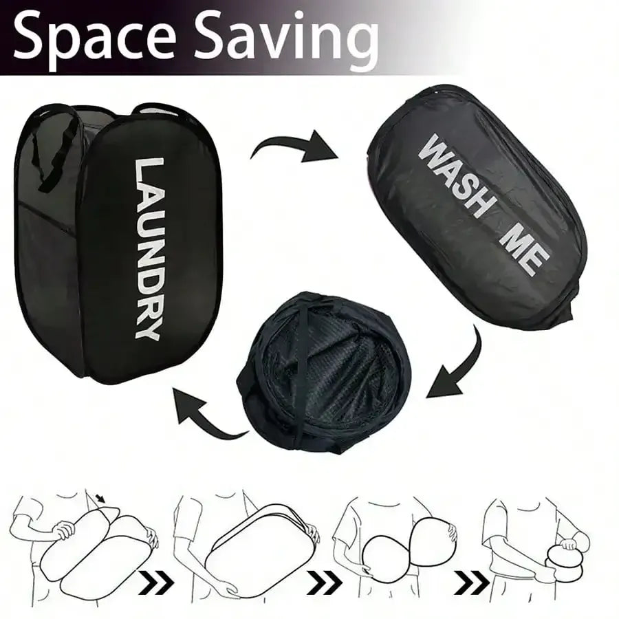 Collapsible laundry hamper folding into a compact circle
