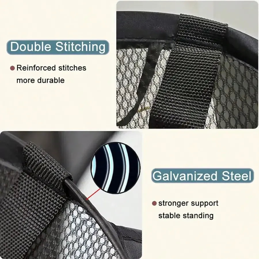 Alternate view of collapsible mesh pop-up laundry hamper with carry handles