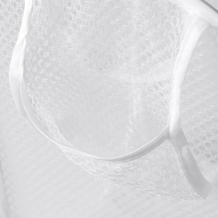 Alternate view of collapsible mesh pop-up laundry hamper with carry handles