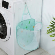 Alternate view of collapsible mesh pop-up laundry hamper with carry handles