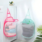 Alternate view of collapsible mesh pop-up laundry hamper with carry handles