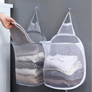 Alternate view of collapsible mesh pop-up laundry hamper with carry handles