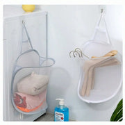 Alternate view of collapsible mesh pop-up laundry hamper with carry handles