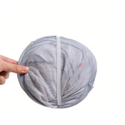 Alternate view of collapsible mesh pop-up laundry hamper with carry handles