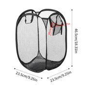 Alternate view of collapsible mesh pop-up laundry hamper with carry handles