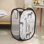 Alternate view of collapsible mesh pop-up laundry hamper with carry handles