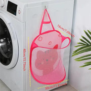 Alternate view of collapsible mesh pop-up laundry hamper with carry handles