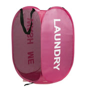 Alternate view of collapsible mesh pop-up laundry hamper with carry handles