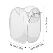 Essentials House White B Portable Mesh Pop Up Laundry Hamper Wide Opening Breathable Collapsible Space-Saving Laundry Basket