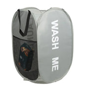Essentials House Grey Portable Mesh Pop Up Laundry Hamper Wide Opening Breathable Collapsible Space-Saving Laundry Basket
