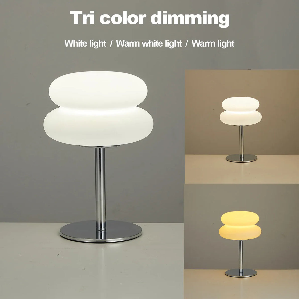 Essentials House Cream table lamp plastic lampshade bedroom bedside decorative lamp USB plug tri color dimming living room