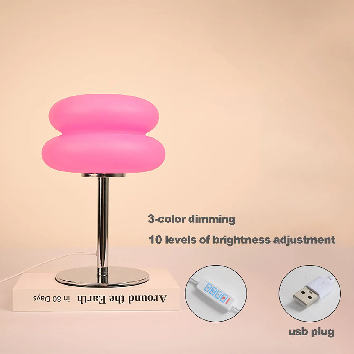 Essentials House A-style / USB Plug Cream table lamp plastic lampshade bedroom bedside decorative lamp USB plug tri color