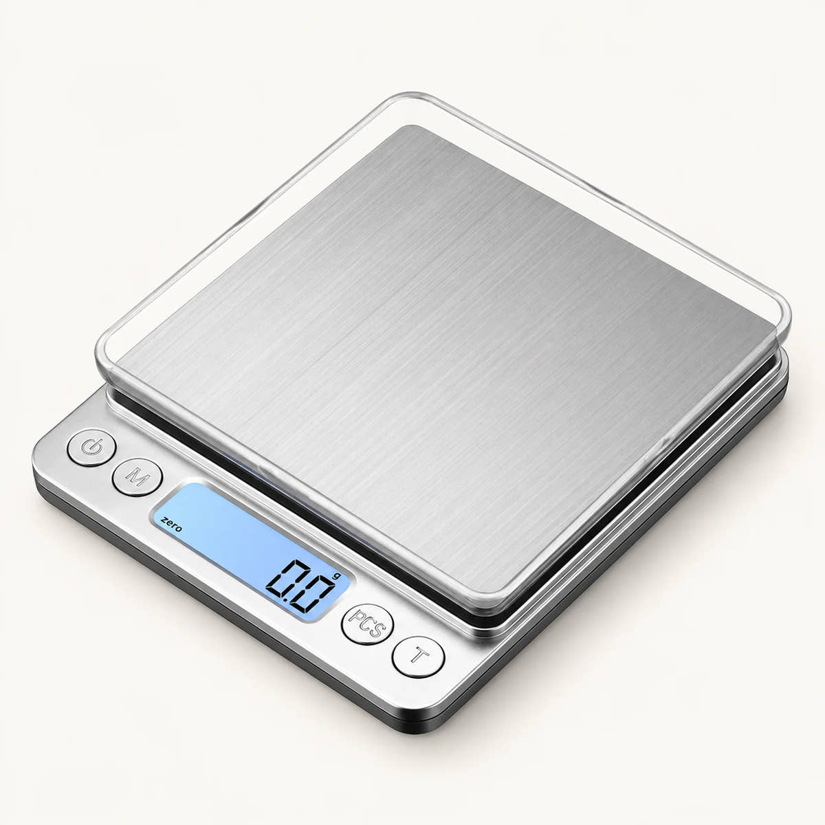 Digital Kitchen Scale on a warm off-white background with a soft natural shadow.