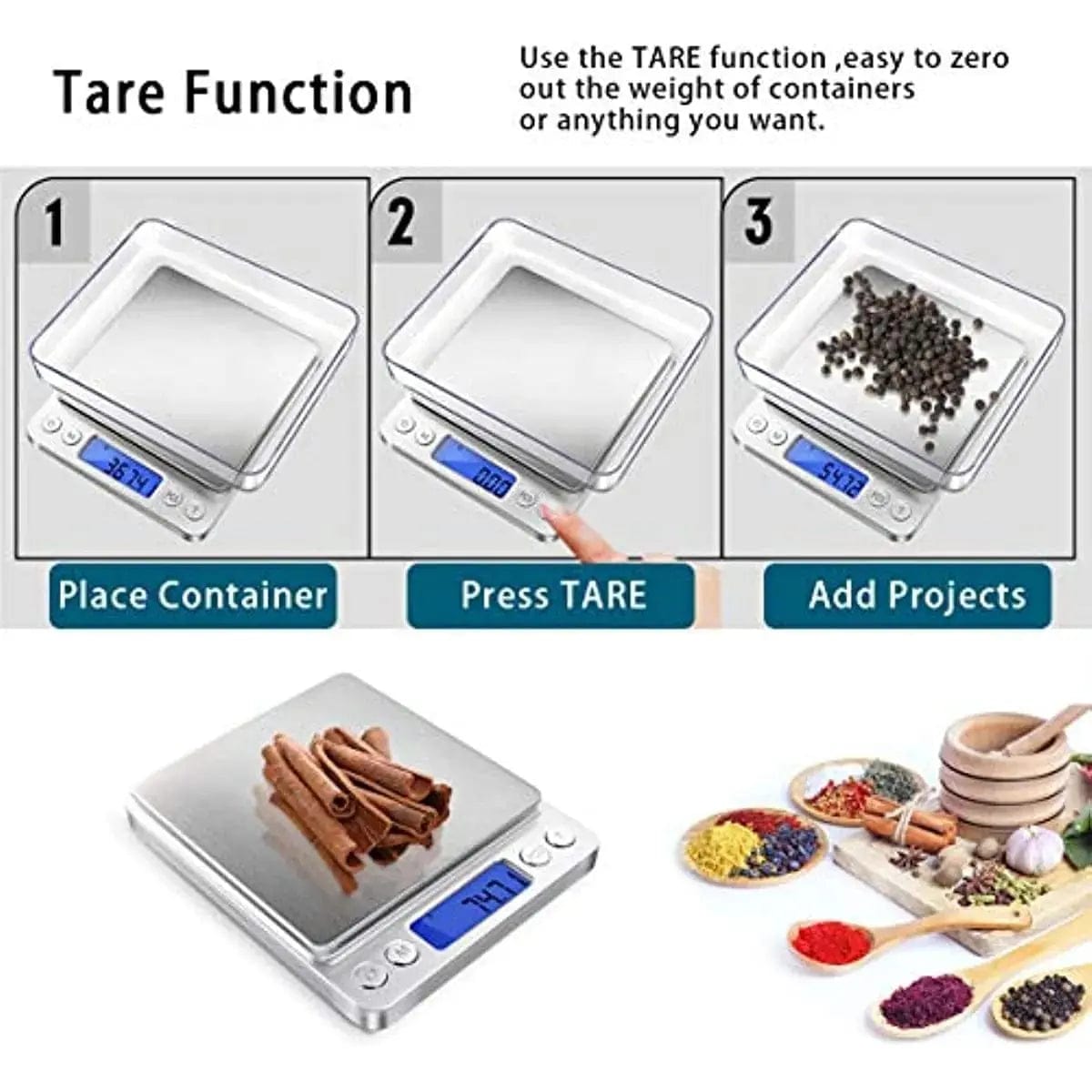 Essentials House ⚖️Digital Kitchen Scale 0.1g Accuracy – 3000g Food & Jewelry Weight Scale with LCD Display & Tare Function