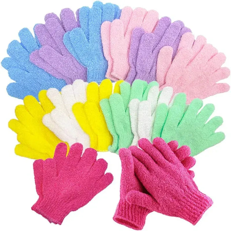 Essentials House 5Pcs Mixed color 5/10 New Pieces Exfoliating Bath Gloves Double Sided Bath Gloves for Beauty Spa Massage
