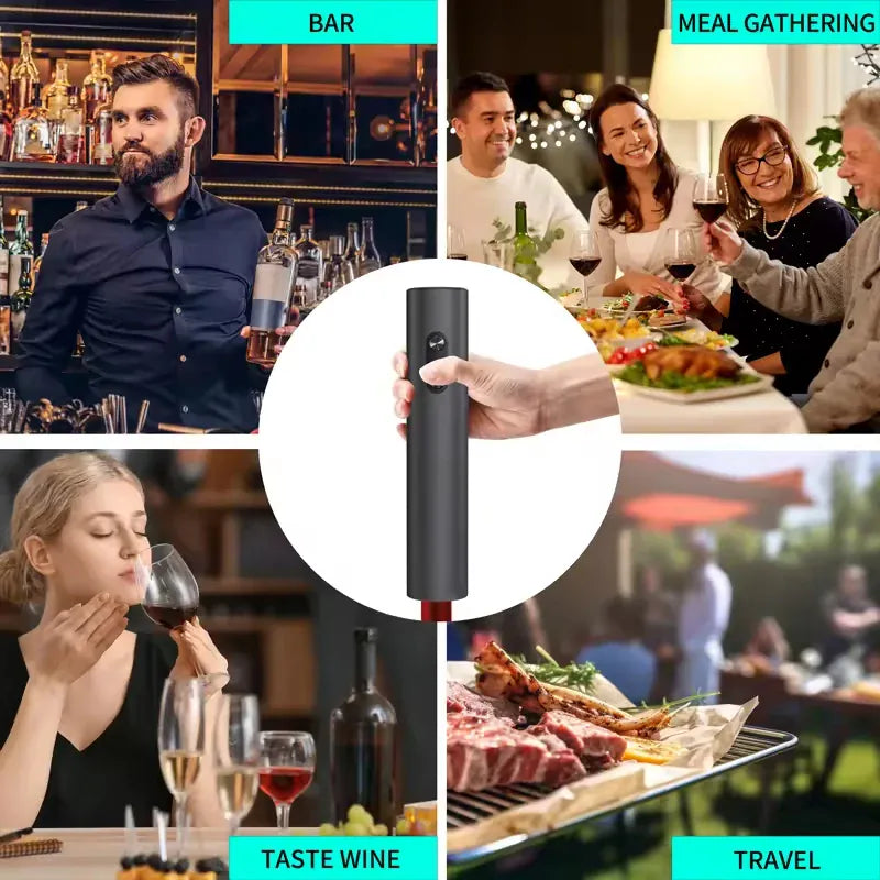 Essentials House Electric Automatic Red Wine Opener Set Multifunction Wine Stopper, Wine Pourer, Electric Bottle Opener Gift