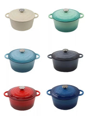 Essentials House Household Classic Cast Iron Enamel Round Handle Three Tendons Soup Pot Binaural Enamel Pot