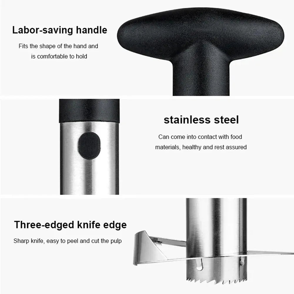 Essentialshouses 00-black 1PCS Stainless Steel Pineapple Peeler Corer Slicer - Easy Fruit Cutter Kitchen Gadget for Quick Delivery