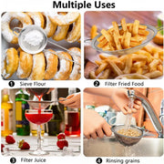 Essentialshouses 1-4pcs Fine Mesh Strainers Set Stainlesss Steel Multipurpose Flour Sieve Sifter With Handle Perfect For tea Flour Egg Kitchen To
