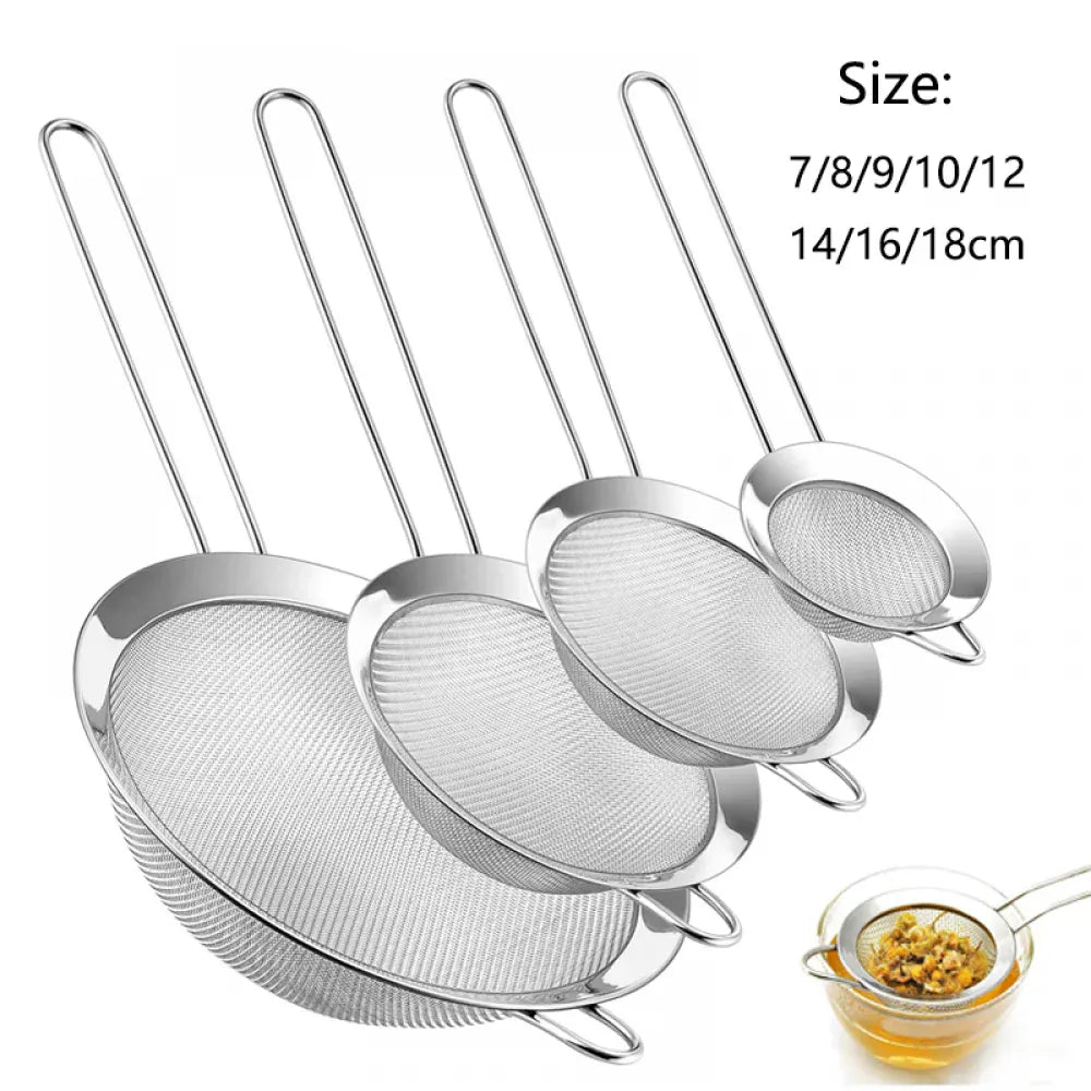 Essentialshouses 1-4pcs Fine Mesh Strainers Set Stainlesss Steel Multipurpose Flour Sieve Sifter With Handle Perfect For tea Flour Egg Kitchen To