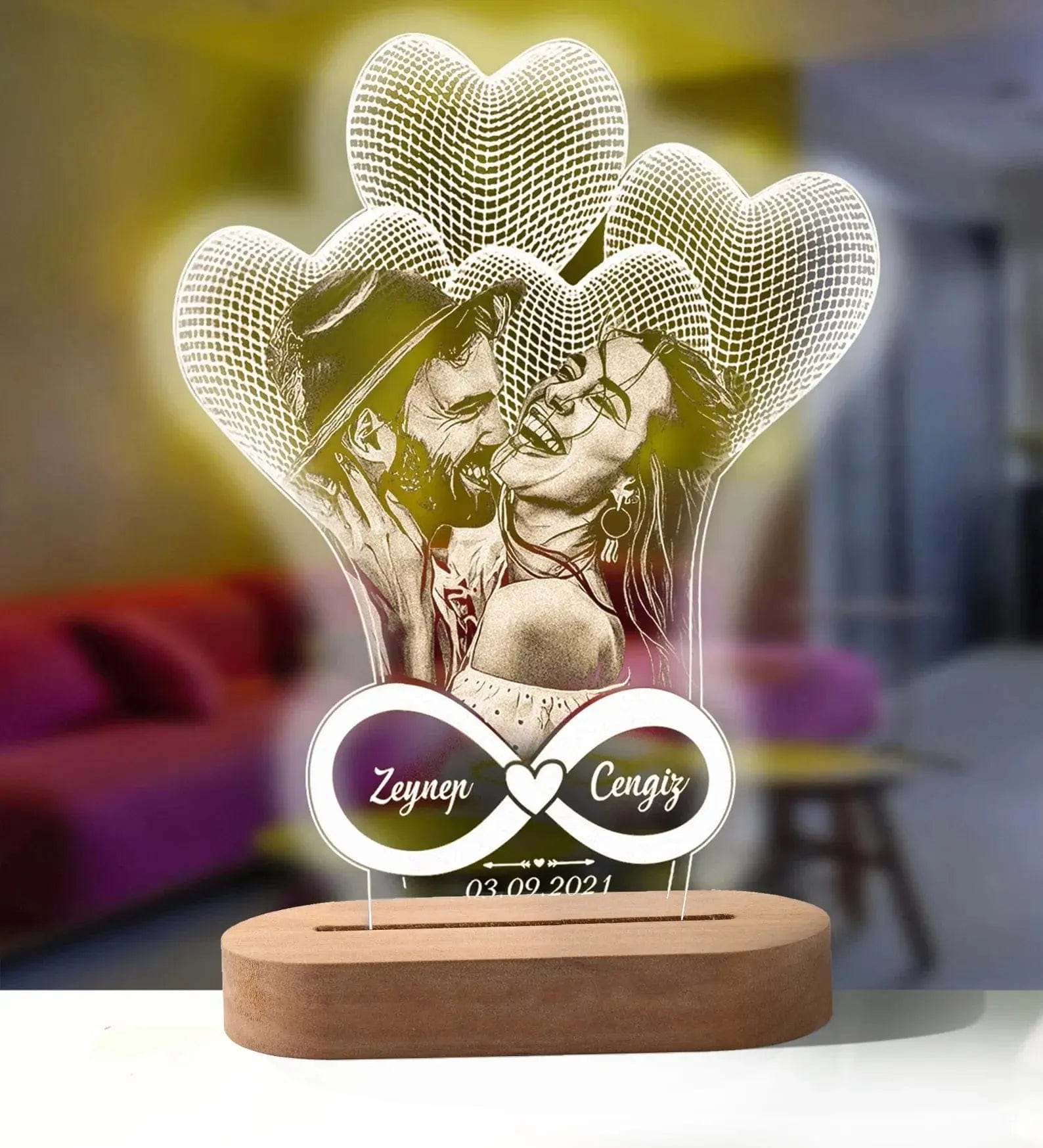 Essentialshouses 1-color Base / Model 2 Custom Photo 3D Photo Lamp