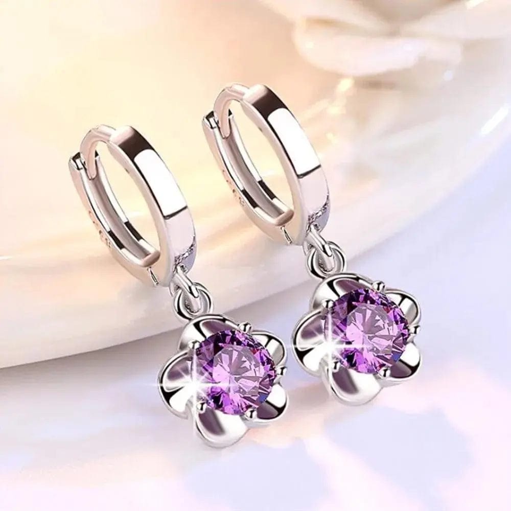 Essentialshouses 1 Pattern Purple White Zircon Earrings