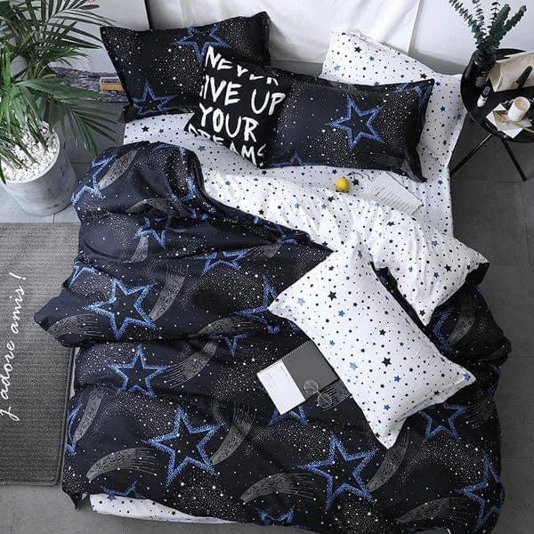 Essentialshouses 1 / Single Cove150x200cm / Flat Bed Sheet Gray Pink Bear Pattern Duvet Cover