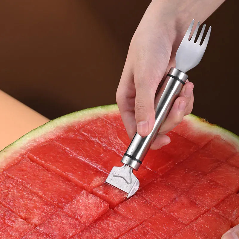 Essentialshouses 1 Stainless Steel Watermelon Cutting Tool Functional Watermelon Fork Slicer Slicing Tool for Melons Fruit Fork Kitchen Gadgets