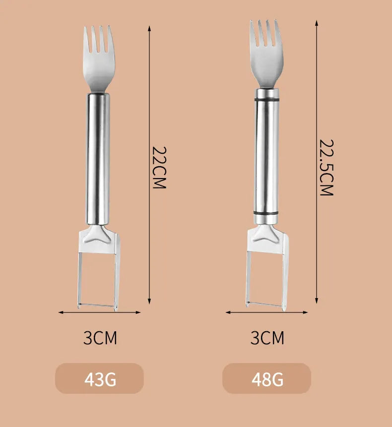 Essentialshouses 1 Stainless Steel Watermelon Cutting Tool Functional Watermelon Fork Slicer Slicing Tool for Melons Fruit Fork Kitchen Gadgets