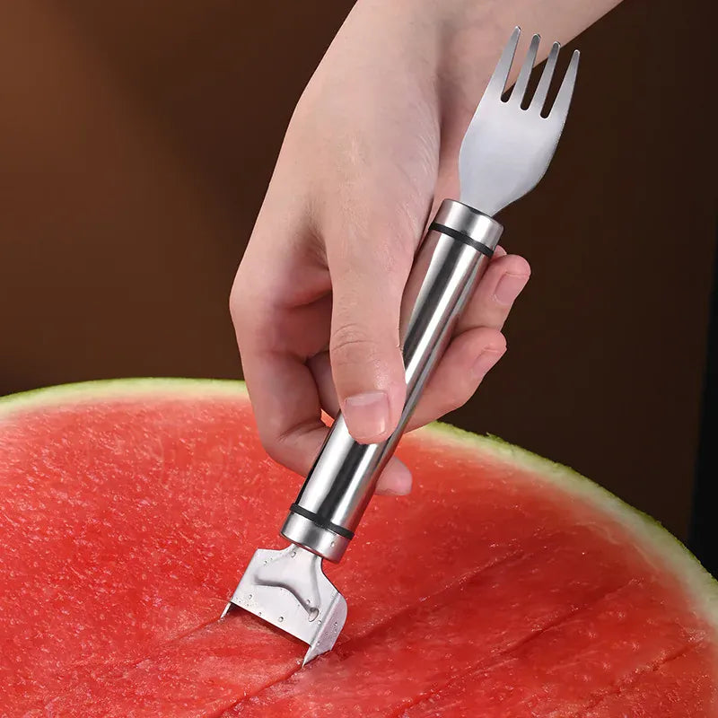Essentialshouses 1 Stainless Steel Watermelon Cutting Tool Functional Watermelon Fork Slicer Slicing Tool for Melons Fruit Fork Kitchen Gadgets