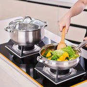 Essentialshouses 10/12pcs- Stainless Steel Pots And Pans 6pots+6pots - Heavy-Duty, Non-stick Cookware Set with Lid for Stew, Simmering, Soup -