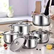 Essentialshouses 10/12pcs- Stainless Steel Pots And Pans 6pots+6pots - Heavy-Duty, Non-stick Cookware Set with Lid for Stew, Simmering, Soup -