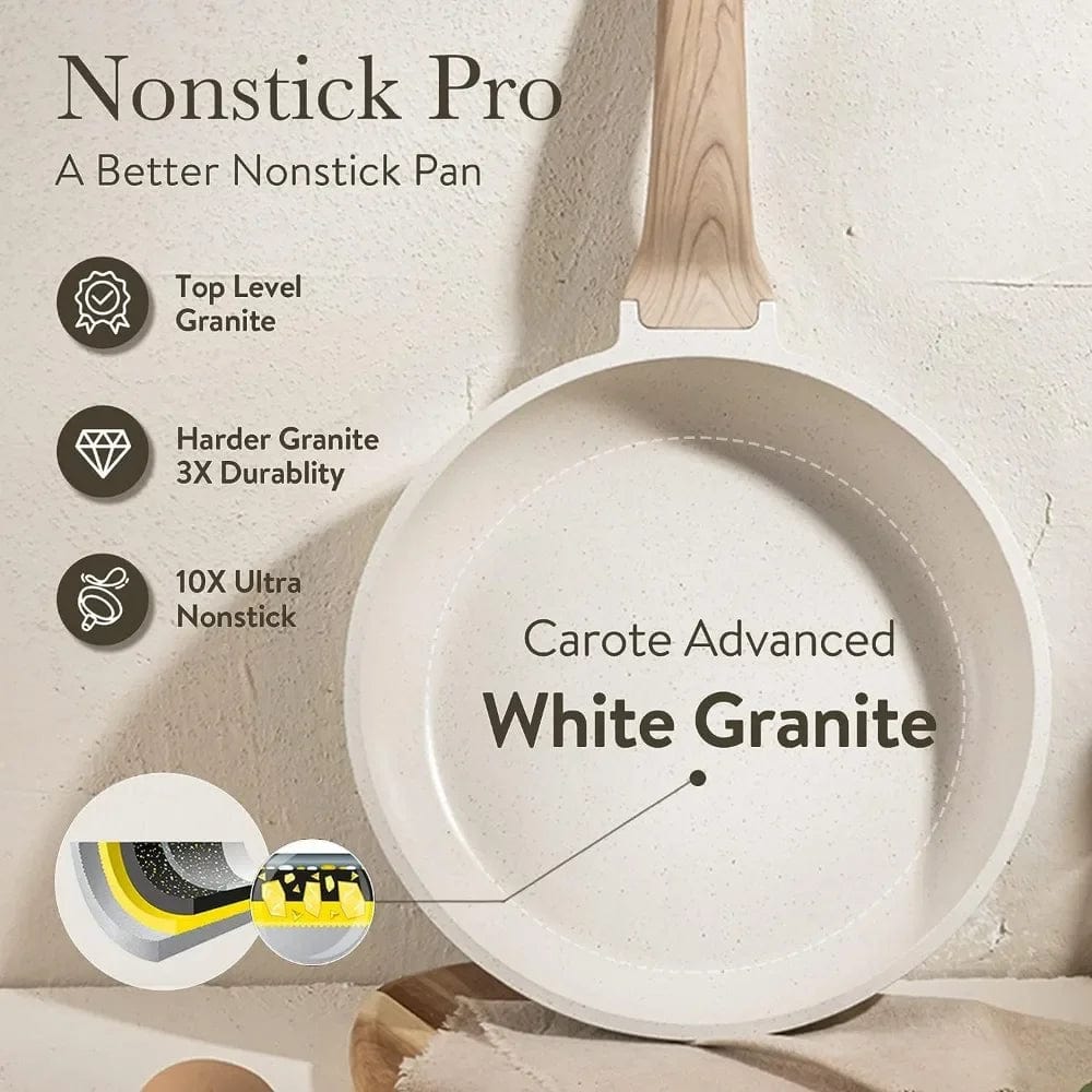 Nonstick White Granite Induction Cookware Set - Essentialshouses