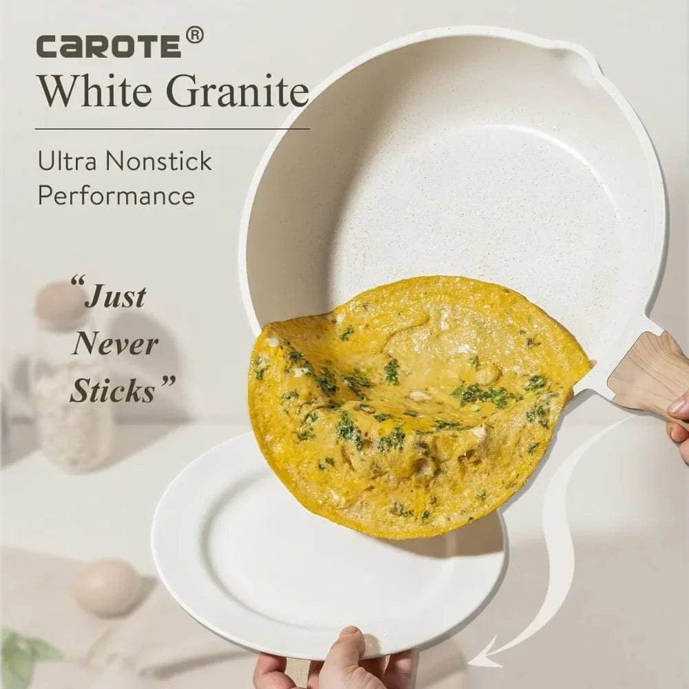 Nonstick White Granite Induction Cookware Set - Essentialshouses