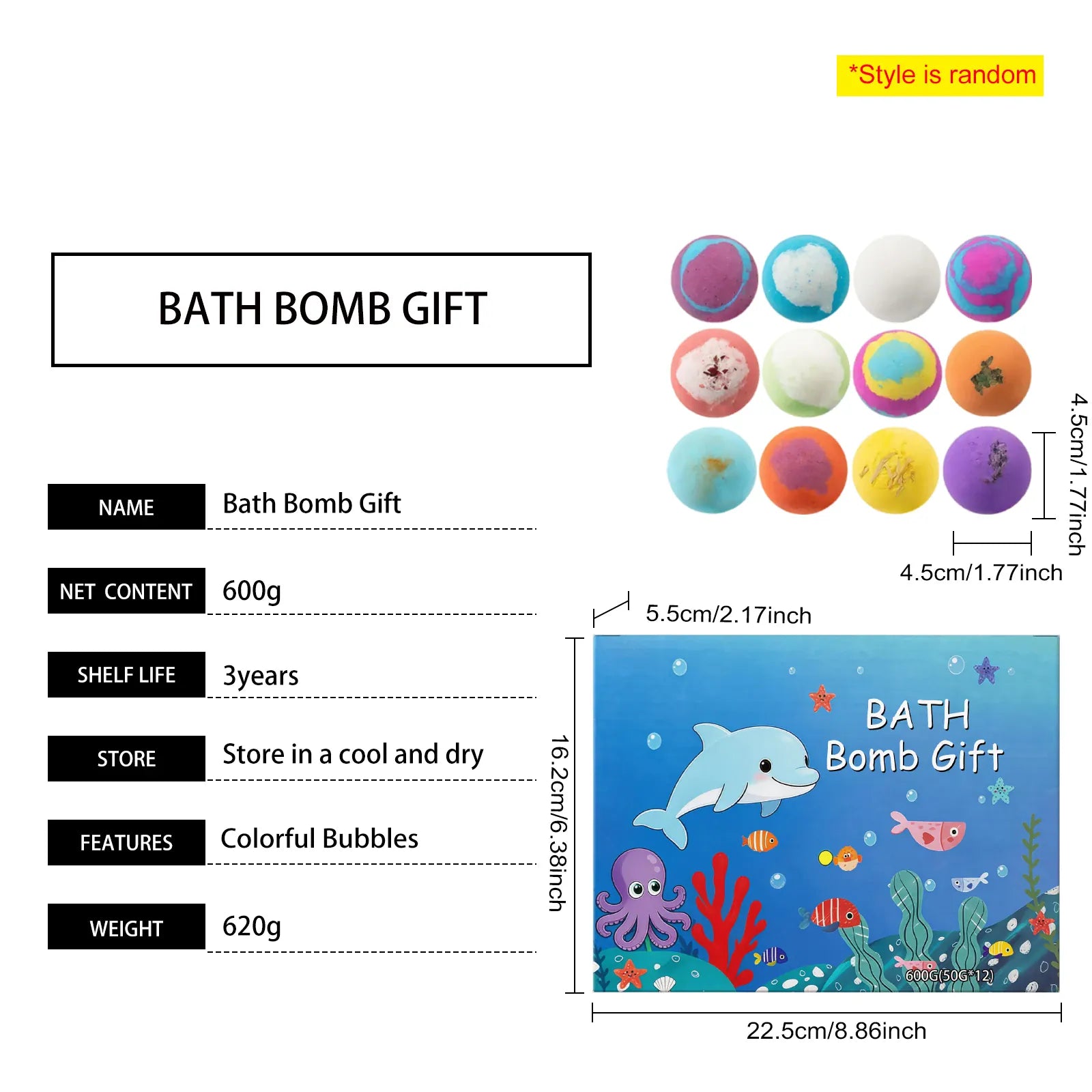 Essentialshouses 12pcs Bath Bombs Set with Surprise Toys Inside Natural Organic Bubble Bath Fizzies Balls Gift for Holiday Gift Set