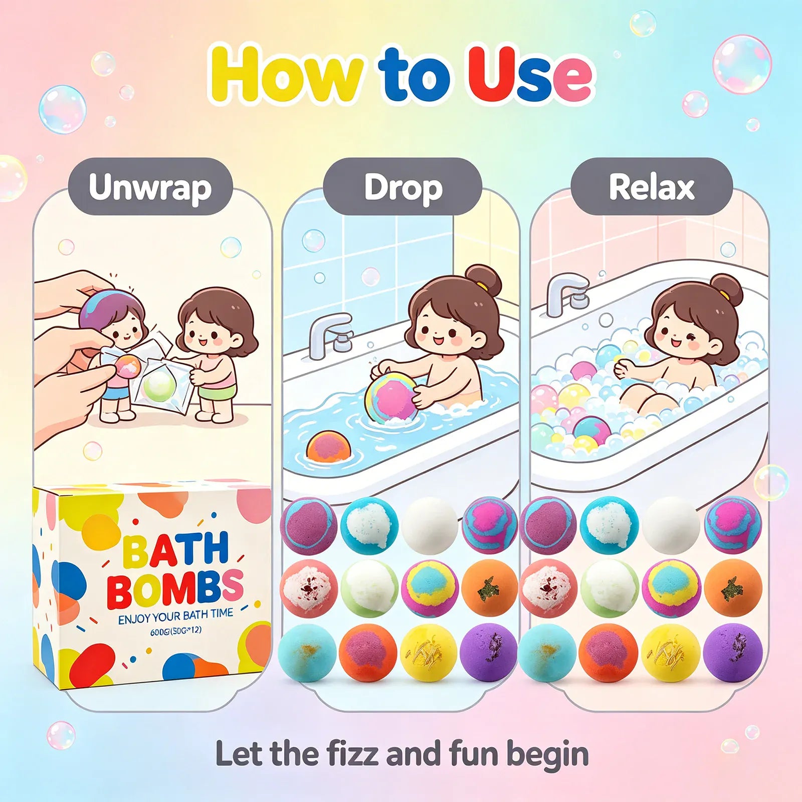 Essentialshouses 12pcs Bath Bombs Set with Surprise Toys Inside Natural Organic Bubble Bath Fizzies Balls Gift for Holiday Gift Set