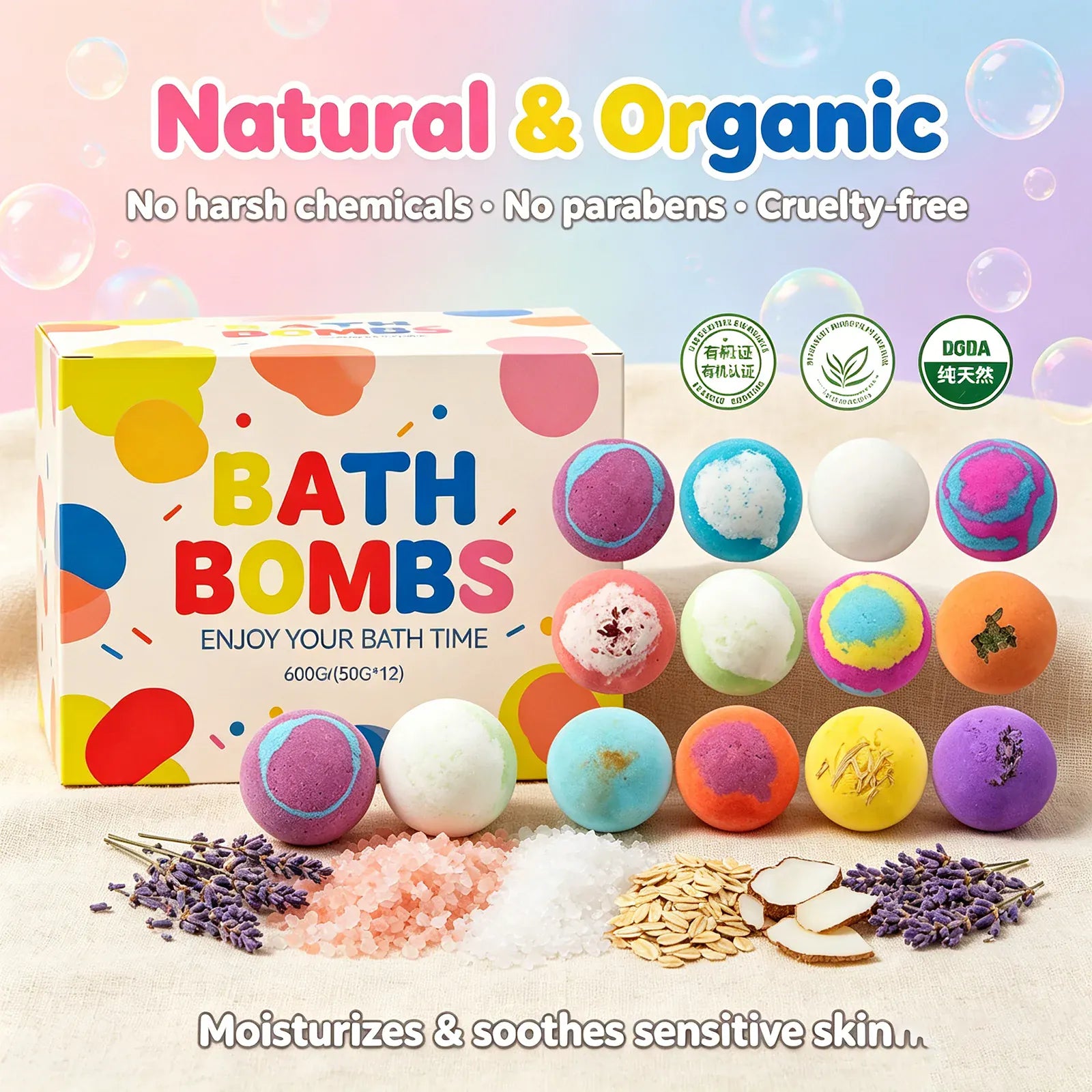 Essentialshouses 12pcs Bath Bombs Set with Surprise Toys Inside Natural Organic Bubble Bath Fizzies Balls Gift for Holiday Gift Set