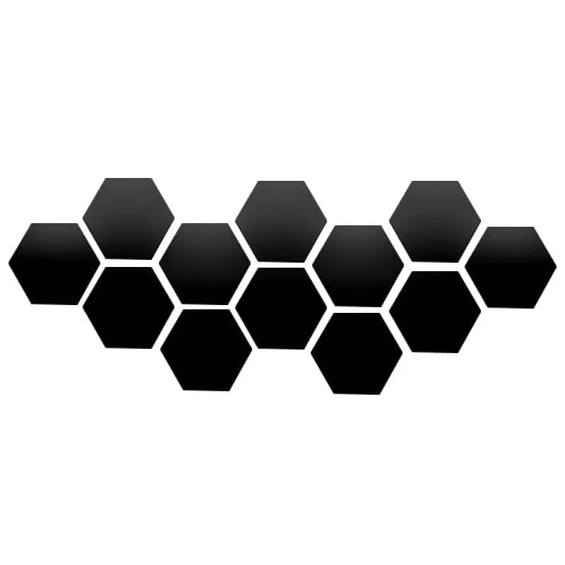 Essentialshouses 12PCS Black / S 80x70x40mm 🔳3D Mirror Hexagon Wall Stickers – DIY Self-Adhesive Décor