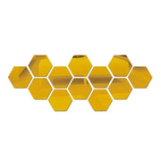 Essentialshouses 12PCS Gold / S 80x70x40mm 🔳3D Mirror Hexagon Wall Stickers – DIY Self-Adhesive Décor