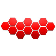 Essentialshouses 12PCS Red / M 100x85x50mm 🔳3D Mirror Hexagon Wall Stickers – DIY Self-Adhesive Décor