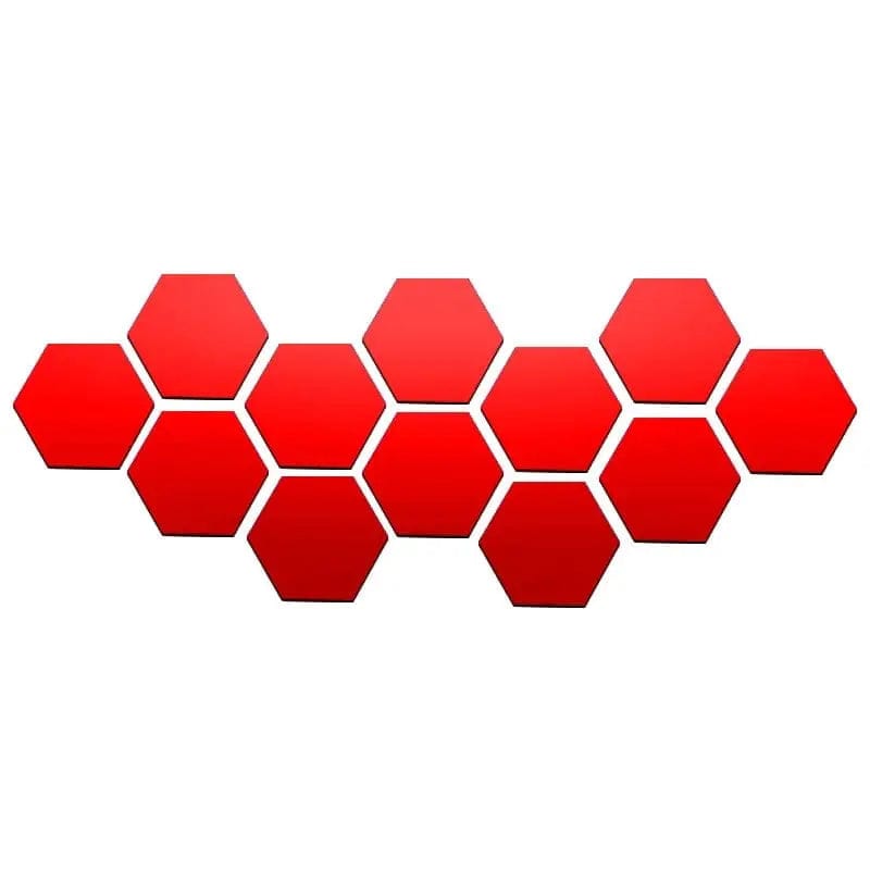 Essentialshouses 12PCS Red / M 100x85x50mm 🔳3D Mirror Hexagon Wall Stickers – DIY Self-Adhesive Décor