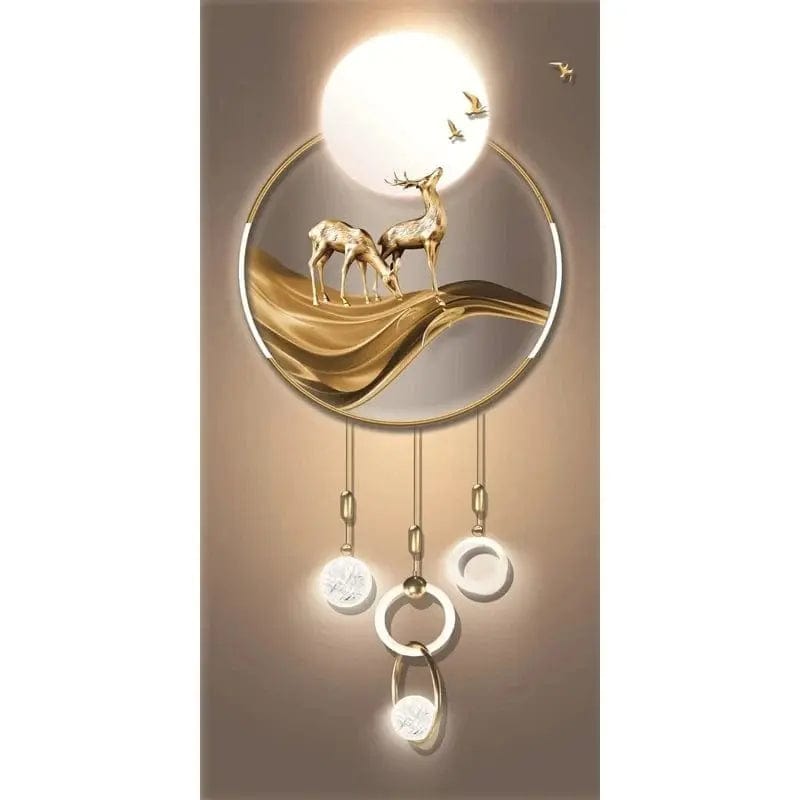 Essentialshouses 15 / 20x40cm No Frame 🦌Golden Deer Tree Nordic Canvas Art – Elegant Wall Décor