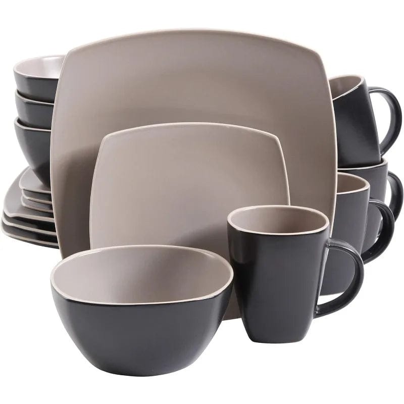 Square Reactive Glaze Stoneware Dinnerware Set - Essentialshouses