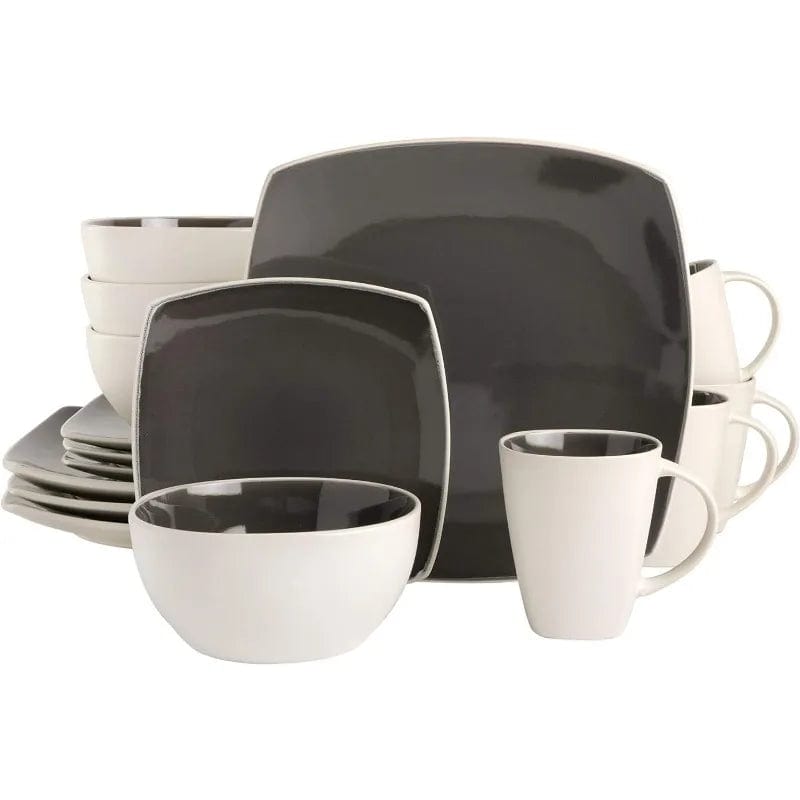 Square Reactive Glaze Stoneware Dinnerware Set - Essentialshouses