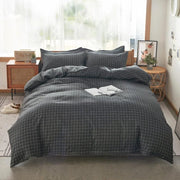 Essentialshouses 17 / Double Cover 200x200 / Flat Bed Sheet Gray Pink Bear Pattern Duvet Cover