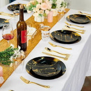 Disposable White Gold Plastic Dinnerware Set - Essentialshouses