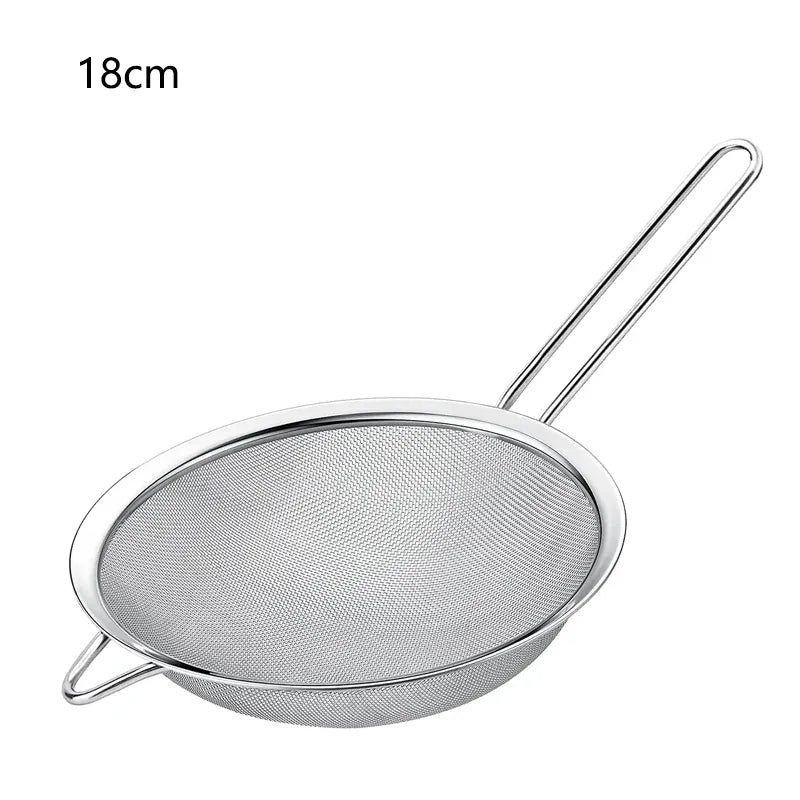 Essentialshouses 18cm 1pcs / 2set 1-4pcs Fine Mesh Strainers Set Stainlesss Steel Multipurpose Flour Sieve Sifter With Handle Perfect For tea Flour Egg Kitchen To